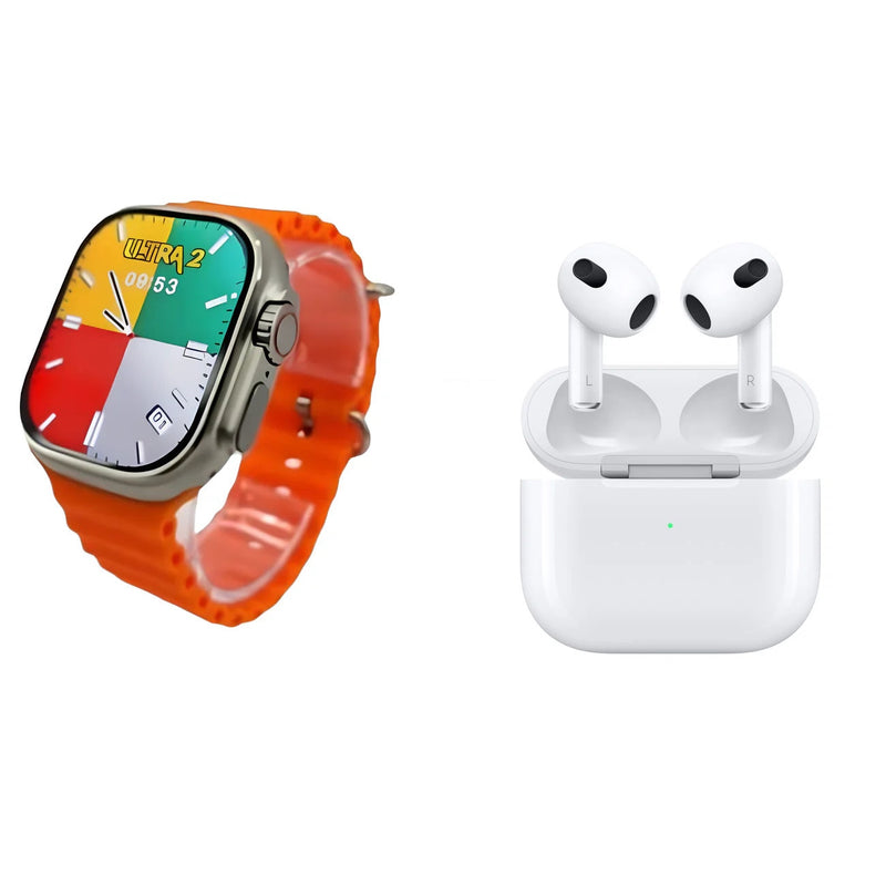 SmartWatch 9 ULTRA U18 unisex + AirPods Pro 2ª Gen + 8 correas repuesto + protector